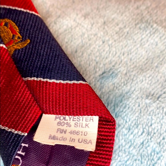 Vintage Ties of Honor Silk blend, red & navy blue tie - Picture 6 of 6